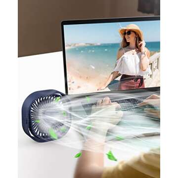 RJVW USB Desk Fan - Portable & Quiet 3 Speed Cooling
