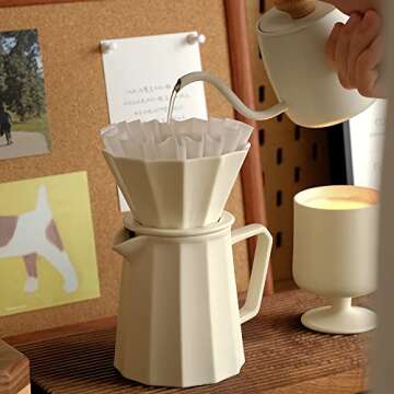 Pour Over Coffee Maker, Multi-sided Petal Design, Matte Crème, 9.6oz