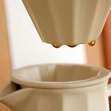 Pour Over Coffee Maker, Multi-sided Petal Design, Matte Crème, 9.6oz