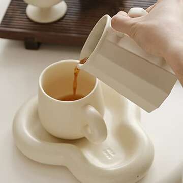 Pour Over Coffee Maker, Multi-sided Petal Design, Matte Crème, 9.6oz