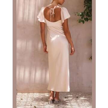 Elegant Summer Satin Flutter Sleeve Wedding Dress
