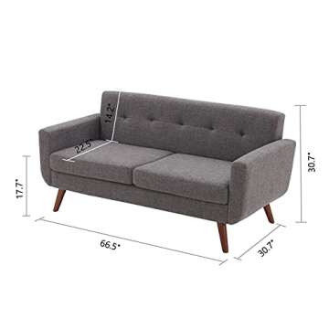 Tbfit 65" W Loveseat Sofa - Chic Mid Century Design