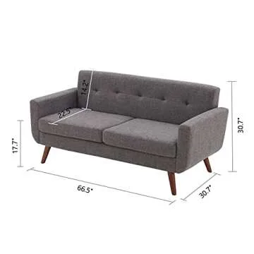 Tbfit 65" W Loveseat Sofa - Chic Mid Century Design