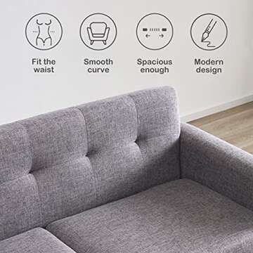 Tbfit 65" W Loveseat Sofa - Chic Mid Century Design