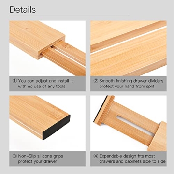 Utoplike Bamboo Drawer Dividers for Home and Office Organization