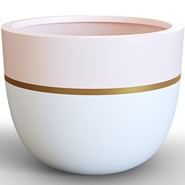 OMYSA Large Indoor Planter - 12 inch - Modern Plant Pots for Plants & Trees - Fiberstone Round Egg S...