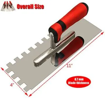 Tile Tools Stainless Steel Square Notch Trowel Set Plus Rubber Grout Float and Grout Sponge for Tiling Installation Grouting