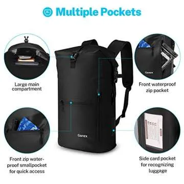 Gonex 35L Waterproof Backpack Floating Dry Bag Heavy Duty Travel Roll Top Bag with Ergonomics Design Padded Back Panel with Phone Case & Laptop Sleeve