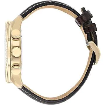 Citizen Men's Eco-Drive Weekender Brycen Chronograph Watch in Gold-tone Stainless Steel, Brown Leather strap (Model: BL5403-03X)