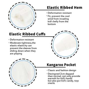 Kid Nation Kids' Soft Brushed Fleece Casual Basic Pullover Hooded Sweatshirt Hoodie for Boys or Girls XS White