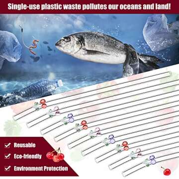 Reusable Glass Straws Set with Cherry Design for Drinks