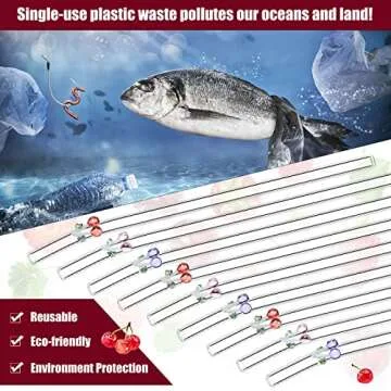 Reusable Glass Straws Set with Cherry Design for Drinks