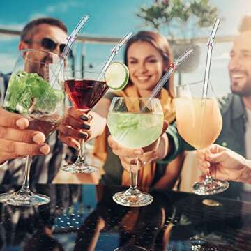 Reusable Glass Straws Set with Cherry Design for Drinks