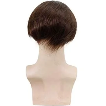 Voloria Men's Toupee 8inch Hairpieces 100% European Virgin Human Hair Replacement System Hair Topper Pieces for Men Swiss Lace Net with PU Base Size 4.33x6.69 inch1 (Dark Brown Color)