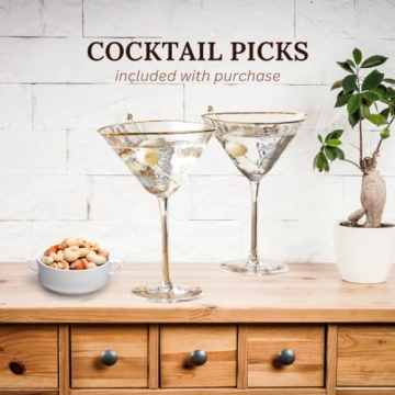 Elegant Handmade Hammered Martini Glass Set with Gold Rim