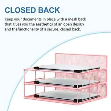 LUCYCAZ Stackable Paper Tray - Pink Desk Organizer, 2 Tier Paper Tray Letter Tray, 3 Trays Metal Paper Organizer for Desk, File Organizer for School Home and Office