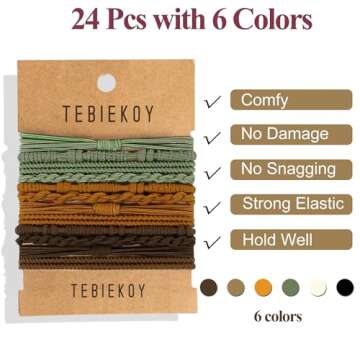 24 Pcs Boho Hair Ties for Women - Stylish No Damage Bracelets