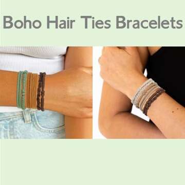 24 Pcs Stylish Boho Hair Ties - No Damage Elastic Bands
