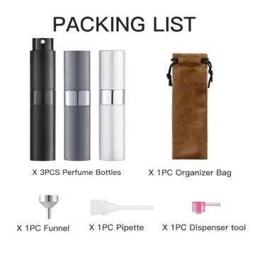LISAPACK 8ML Travel Atomizer Spray Bottle Set of 3