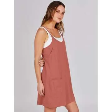 ANRABESS Women Summer Mini Romper Dress Workout Tennis Active Sports Athletic Outfits Built in Shorts Trendy Vacation Rust X-Smal