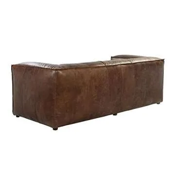Benjara Benzara Leather Upholstered Wooden Sofa, Brown