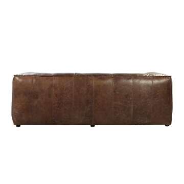 Benjara Benzara Leather Upholstered Wooden Sofa, Brown
