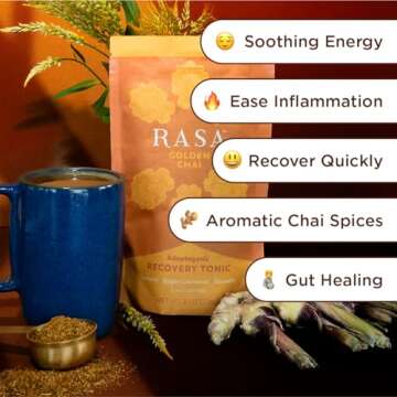 Rasa Superfunctional Golden Chai | Adaptogenic Chai with Shatavari, Saigon Cinnamon, Bioavailable Tumeric Extract, Boswellia, Vanilla (8 oz / 30 Servings)