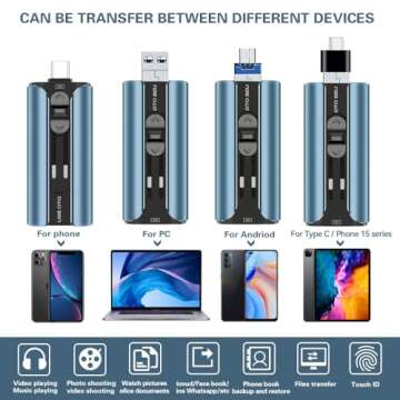 Flash Drive 256GB for iPhone USB Memory Stick Thumb Drives High Speed USB Stick,Photo Stick External Storage for iPhone/iPad/Android/PC(Blue)