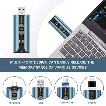 Flash Drive 256GB for iPhone USB Memory Stick Thumb Drives High Speed USB Stick,Photo Stick External Storage for iPhone/iPad/Android/PC(Blue)