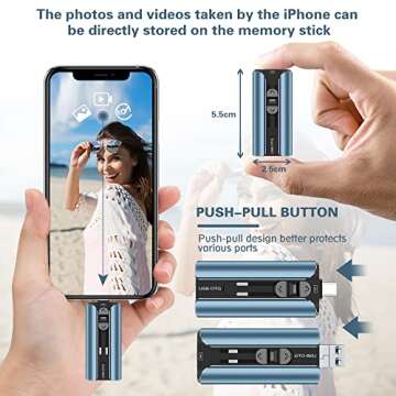 Flash Drive 256GB for iPhone USB Memory Stick Thumb Drives High Speed USB Stick,Photo Stick External Storage for iPhone/iPad/Android/PC(Blue)