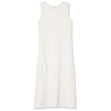 Amazon Essentials Women's Cozy Knit Sleeveless Bateau Neck Midi Dress (Previously Daily Ritual), White Marl, Large