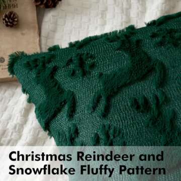 MIULEE Christmas Reindeer and Snowflakes Pillow Covers 18x18 Inch Dark Green Throw Pillows Set of 2 ...