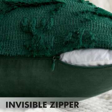 MIULEE Christmas Reindeer and Snowflakes Pillow Covers 18x18 Inch Dark Green Throw Pillows Set of 2 Decorative Soft Fluffy Winter Pillow Covers for Home Decors Couch Sofa Livingroom Bed