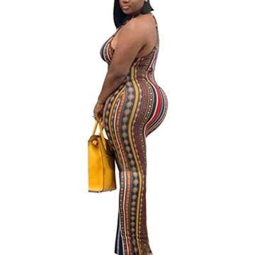 ECHOINE Womens Bohemian Printed Sleeveless Bodycon Ladies Outfits Maxi Dress Summer Style