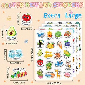 560 Pieces Punny Fun Reward Stickers for Kids Punny Labels Motivational Stickers Inspiration Positiv...