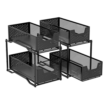 Simple Trending 2 Pack Stackable Under Sink Organizer with Sliding Drawers