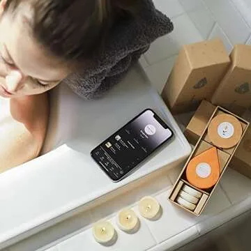 Handmade Spa Bath Gift Set - USA Made 3 Relaxing All-in-One Kit, Bath Bomb, Soy Candle, Facial Sponge. Natural Shea & Cocoa Butter Dry Skin. Gift Idea for Her Women Wife Birthdays Mom Mother in Laws