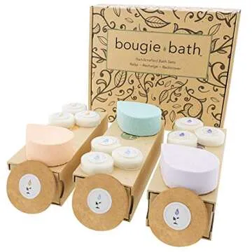 Handmade Spa Bath Gift Set - USA Made 3 Relaxing All-in-One Kit, Bath Bomb, Soy Candle, Facial Sponge. Natural Shea & Cocoa Butter Dry Skin. Gift Idea for Her Women Wife Birthdays Mom Mother in Laws