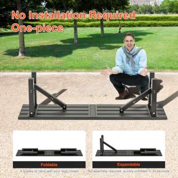 TECSPACE 59" Aluminum Folding Bench Seat for Outdoor Seating