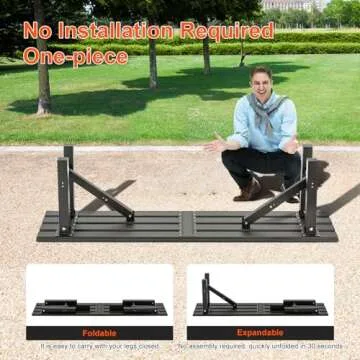 TECSPACE 59" Aluminum Folding Bench Seat for Outdoor Seating