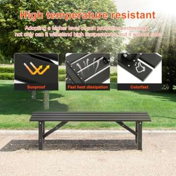 TECSPACE 59" Aluminum Folding Bench Seat for Outdoor Seating