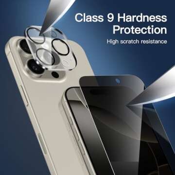 NEW'C 3x Screen Protector for iPhone 16 Pro Max (6.9 inches)+ 3x Camera Lens Protector, Sensor Protection, Case Friendly Tempered Glass Film, Ultra Resistant, Easy installation tool include