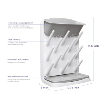 Ubbi Vertical Baby Bottle Drying Rack in Gray