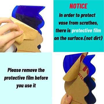 BLOFLO Klein Blue Acrylic Vase, Geometric Acrylic Flower Vase, Tall Wave Shaped Acrylic Vases for Fl...