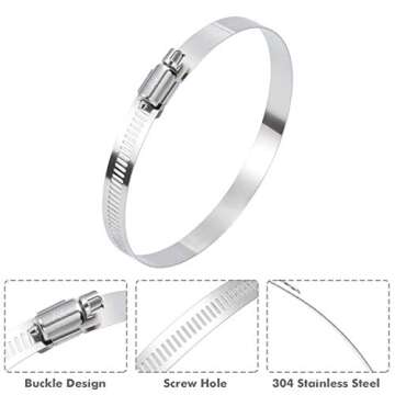 Durable 12Pcs Hose Clamps Set - 304 Stainless Steel Quality