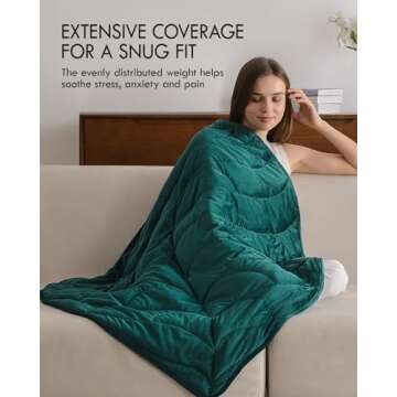 Kaisa Weighted Lap Blanket 7 lbs 41" x 53", Cozy Luxury Crystal Velvet Small Weighted Blanket for Adults, Portable Travel Weighted Blanket for Relaxation, All-Season Blanket, Machine Washable, Green