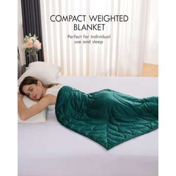 Kaisa Weighted Lap Blanket 7 lbs 41" x 53", Cozy Luxury Crystal Velvet Small Weighted Blanket for Adults, Portable Travel Weighted Blanket for Relaxation, All-Season Blanket, Machine Washable, Green