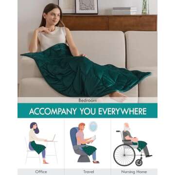 Kaisa Weighted Lap Blanket 7 lbs 41" x 53", Cozy Luxury Crystal Velvet Small Weighted Blanket for Adults, Portable Travel Weighted Blanket for Relaxation, All-Season Blanket, Machine Washable, Green