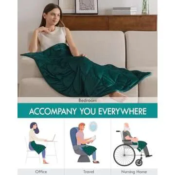 Kaisa Weighted Lap Blanket 7 lbs 41" x 53", Cozy Luxury Crystal Velvet Small Weighted Blanket for Adults, Portable Travel Weighted Blanket for Relaxation, All-Season Blanket, Machine Washable, Green