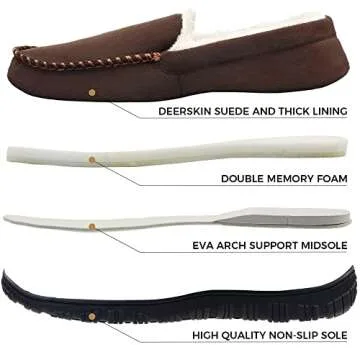 Men's Moccasins Cozy Slippers with Memory Foam Construction